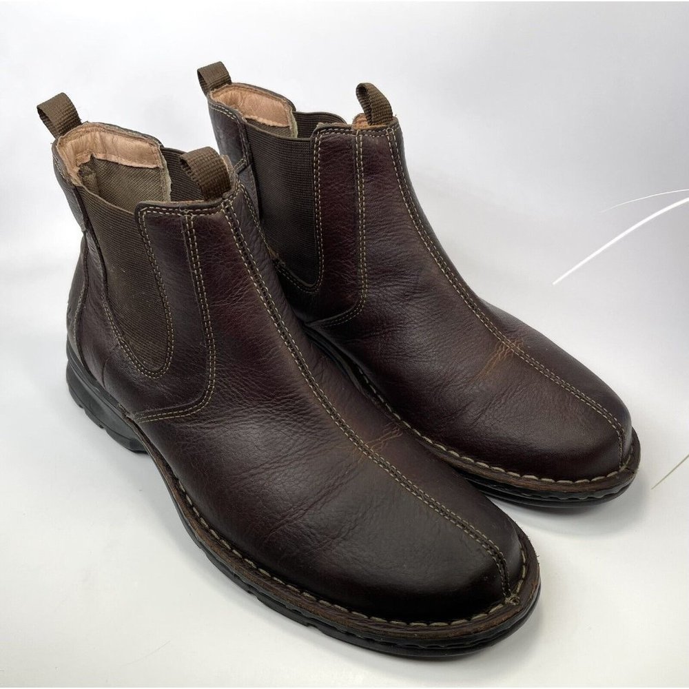 CLARKS Men's 78842 Brown Leather Slip-On URANIUM Ankle Boots Men's Size 9.5 M